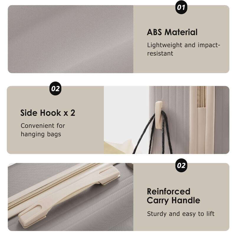 Luggage Set 3 Piece, Lightweight Durable ABS Suitcases with Spinner Wheels and TSA Lock, Carry-on & Checked Travel Luggage