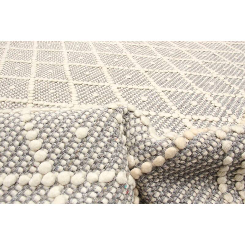 ECARPETGALLERY Braid weave Sienna Grey Wool Rug - 6'1 x 8'11