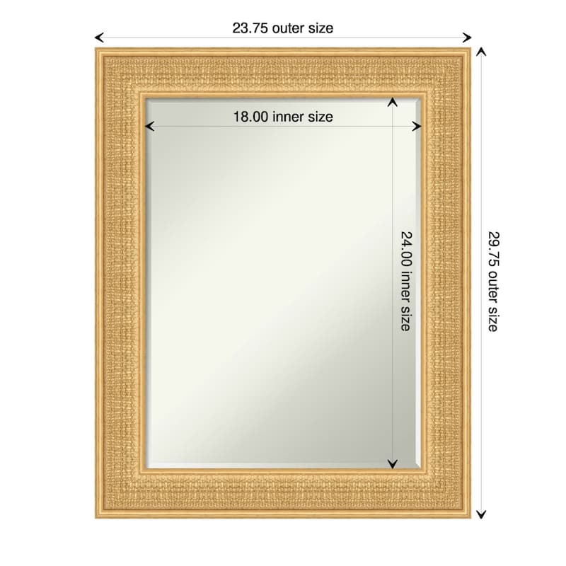 Trellis Half-Inch-Bevel Wood Framed Wall Mirror - Trellis Gold - Glass Size 18x24 - Trellis Gold