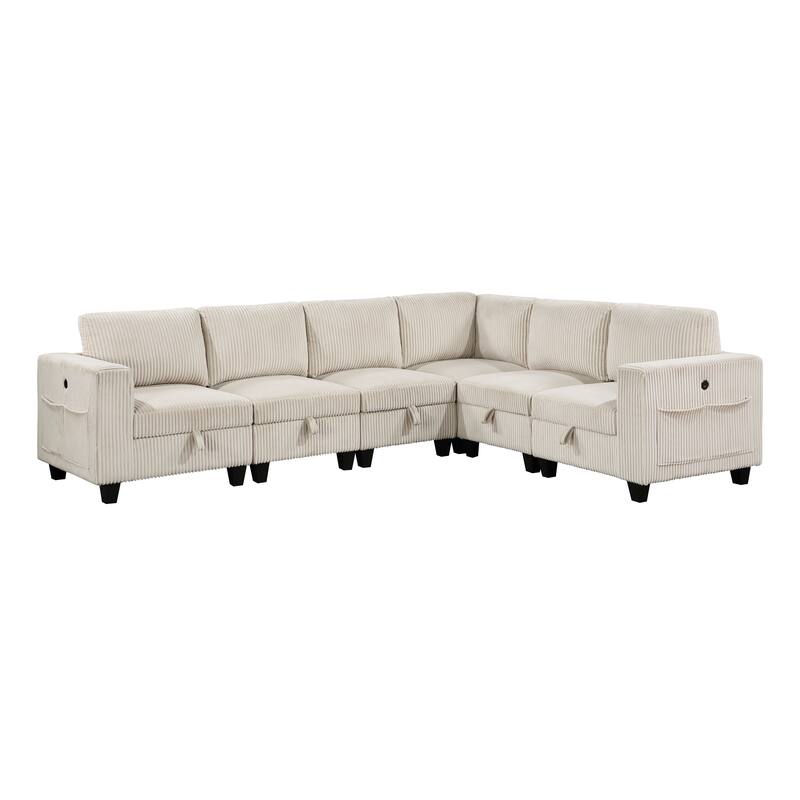 Kenlis 6-Piece Modular Sectional Sofa with Storage - Beige