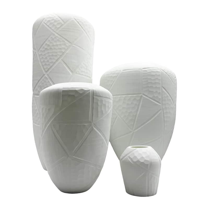 Set of 4 Decorative Handmade Glass Modern Vase in White