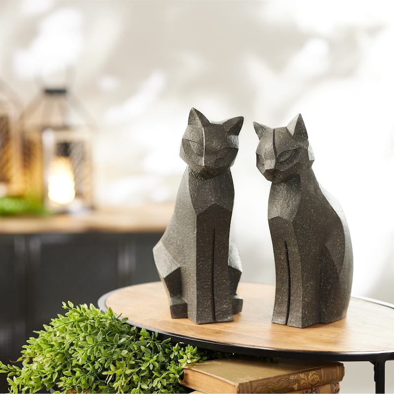Sitting Cat Figurine Decorations - 12" - Gray - Set of 4