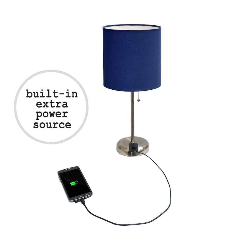 Simple Designs 19.5" 2 Pack Table Desk Lamp Set with Charging Outlet - 19.50