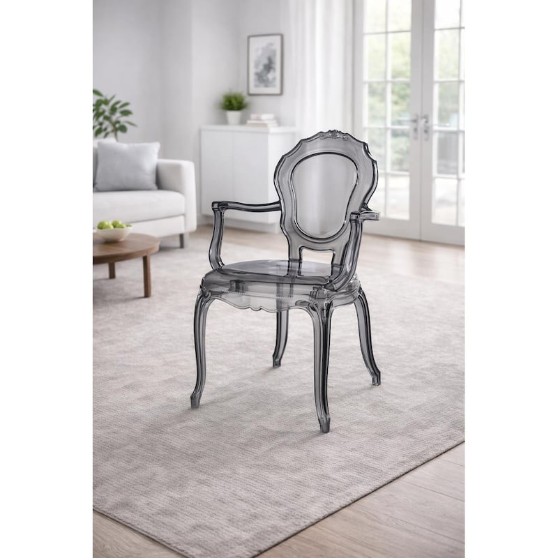 Designer Stacking Transparent Molded Plastic Dining Chairs With Arms Backs Crystal For Kitchen Desk Bedroom Outdoor Patio Indoor