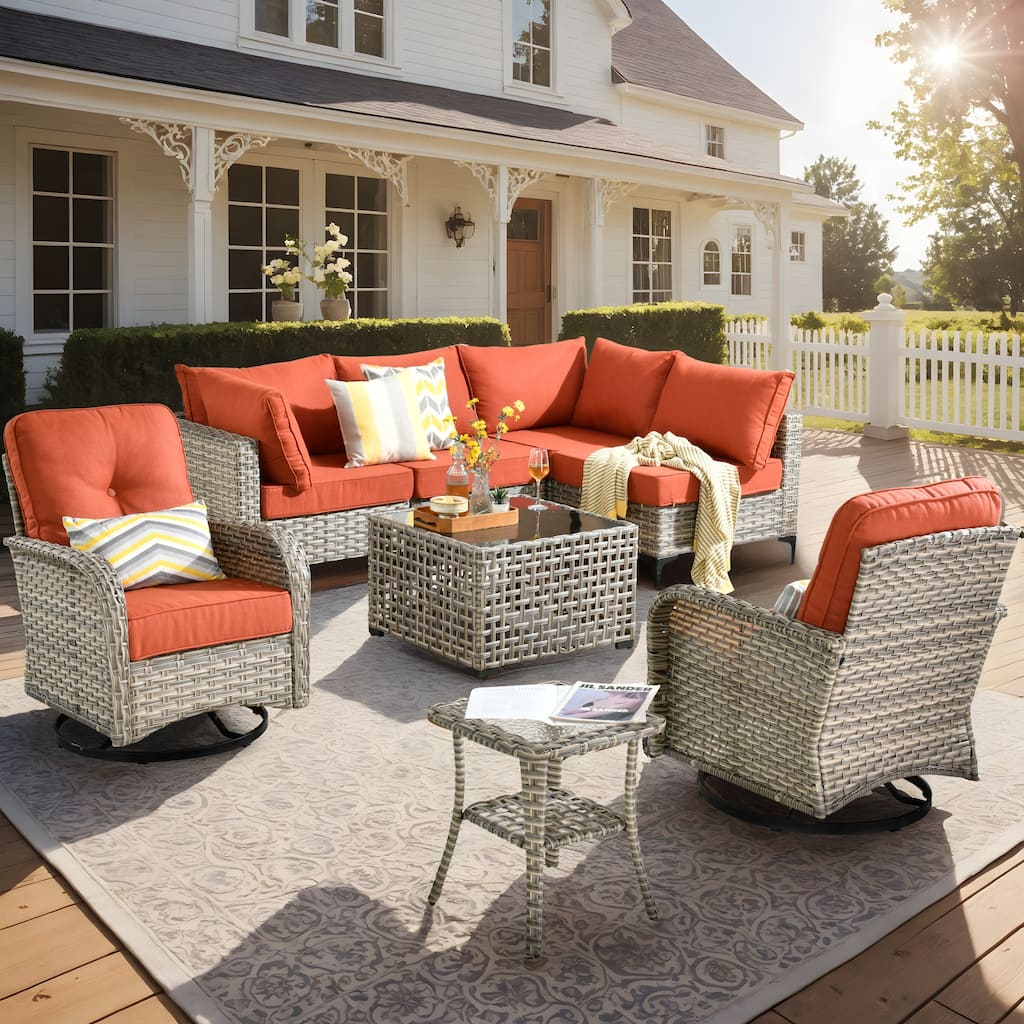 XIZZI 8-piece Patio Furniture Sectional Set with Swivel Chair