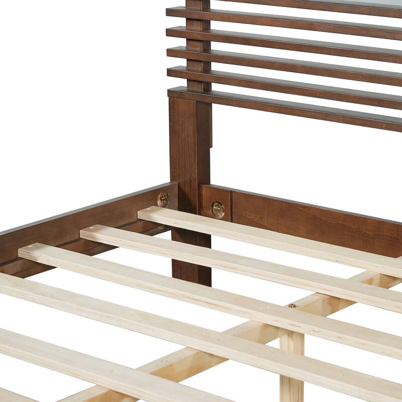 Christopher Knight Home - Stirling Contemporary Bedroom Set with Horizontal Slats Design Bed Frame & Shelf Storage Nightstands