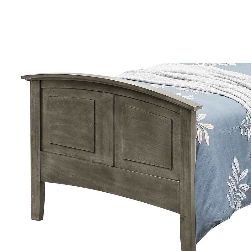 Wooden Curved Rail Twin Panel Bed - 77" - Gray