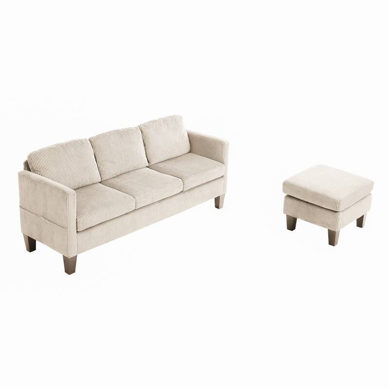 4 Seat Velvet L-Shaped Sofa with Chaise and Padded Corduroy Multi-functional Modern Sectional Couch - 88.18 in.L x 31.5 in.H