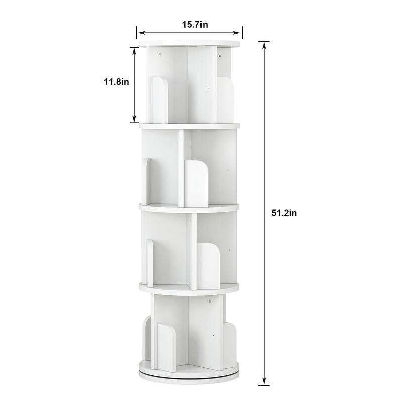 Corner Spinning Book Shelf for Small Space, 4-Tier Bookcase