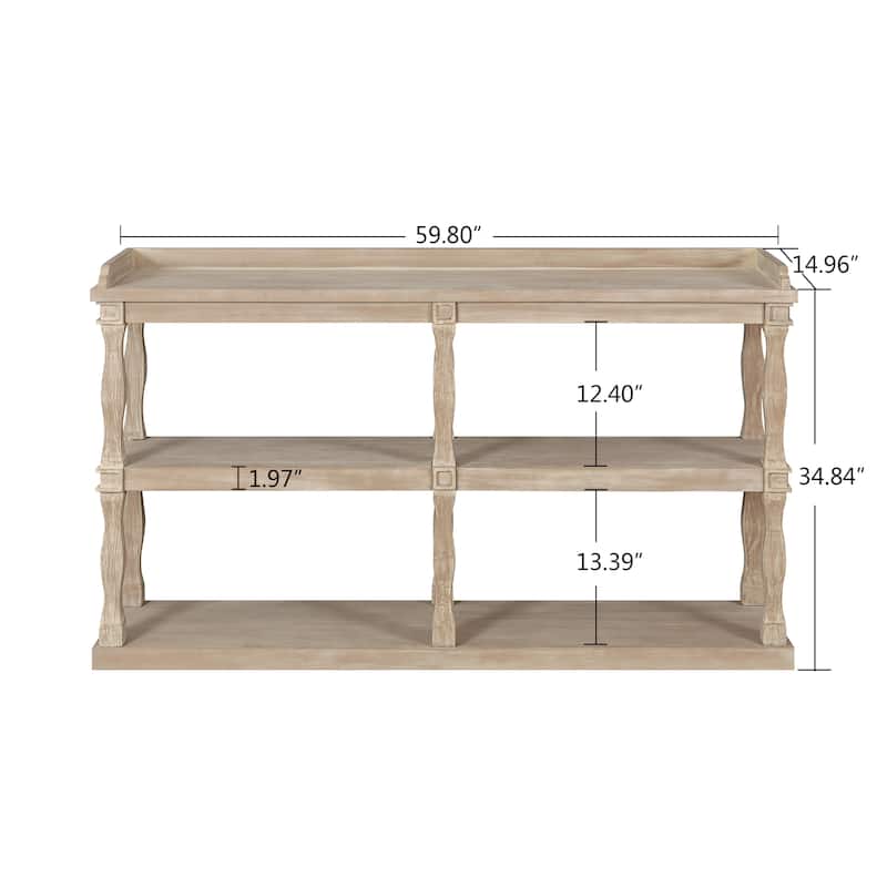 Console Table with three-Tier Open Storage Spaces