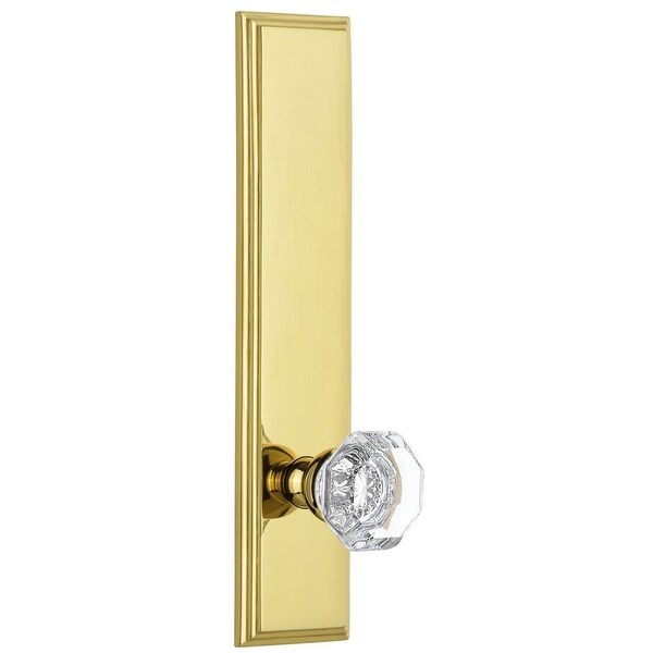 Grandeur CARCHM_TP_SD_NA Carre Solid Brass Tall Plate Rose Single Dummy Door Knob with Chambord Crystal Knob