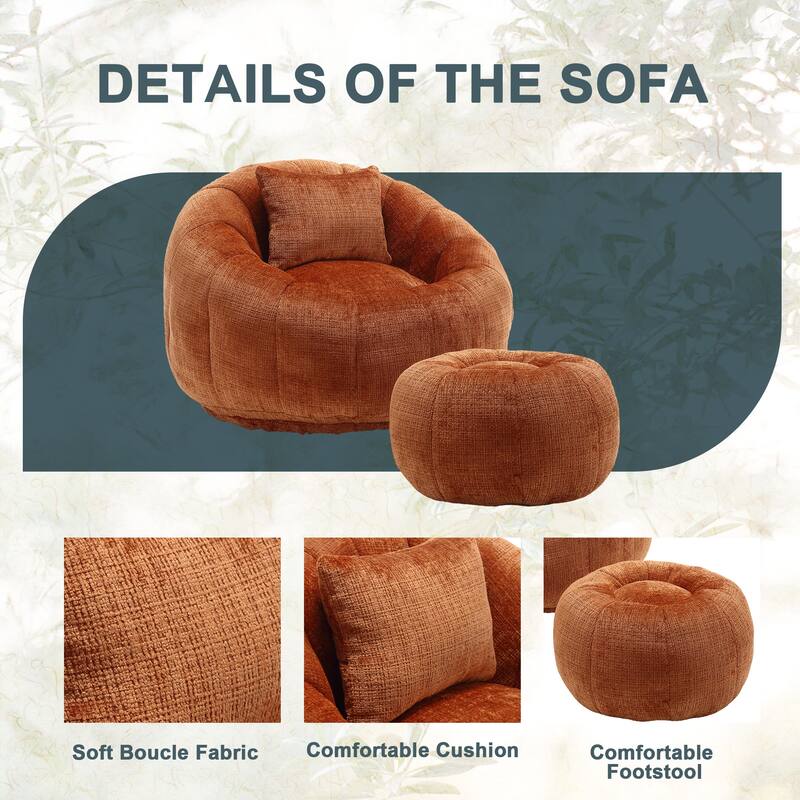 HOMEFUN Comfortable Beanbag sofa, with memory foam filler, can rotate super large round sofa