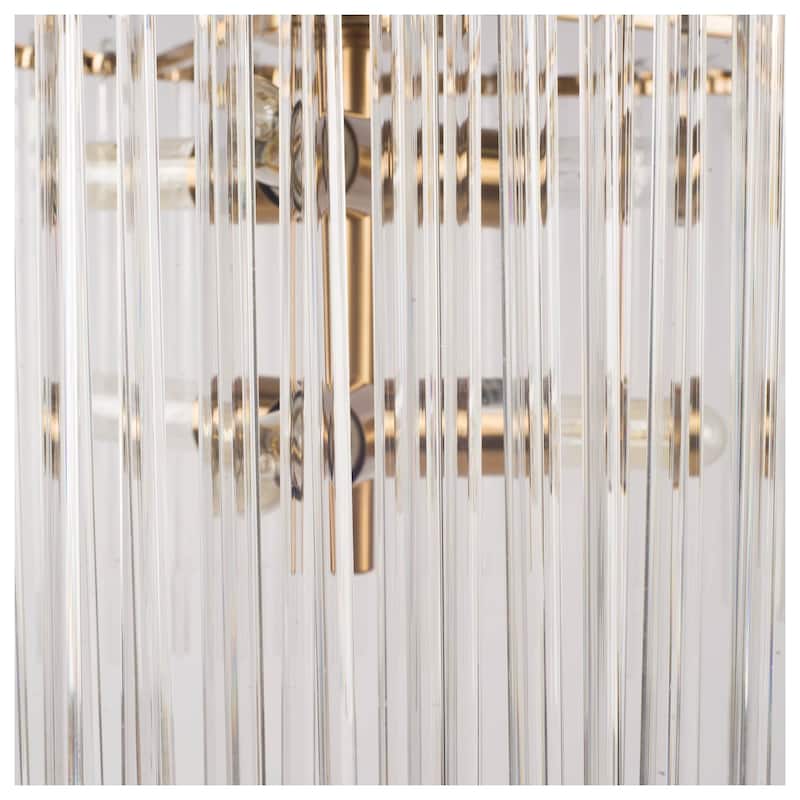 Elsa Frosted Glass w/Gold Metal Frame Six Bulb Chandelier - 26"W x 26"D x 14"H