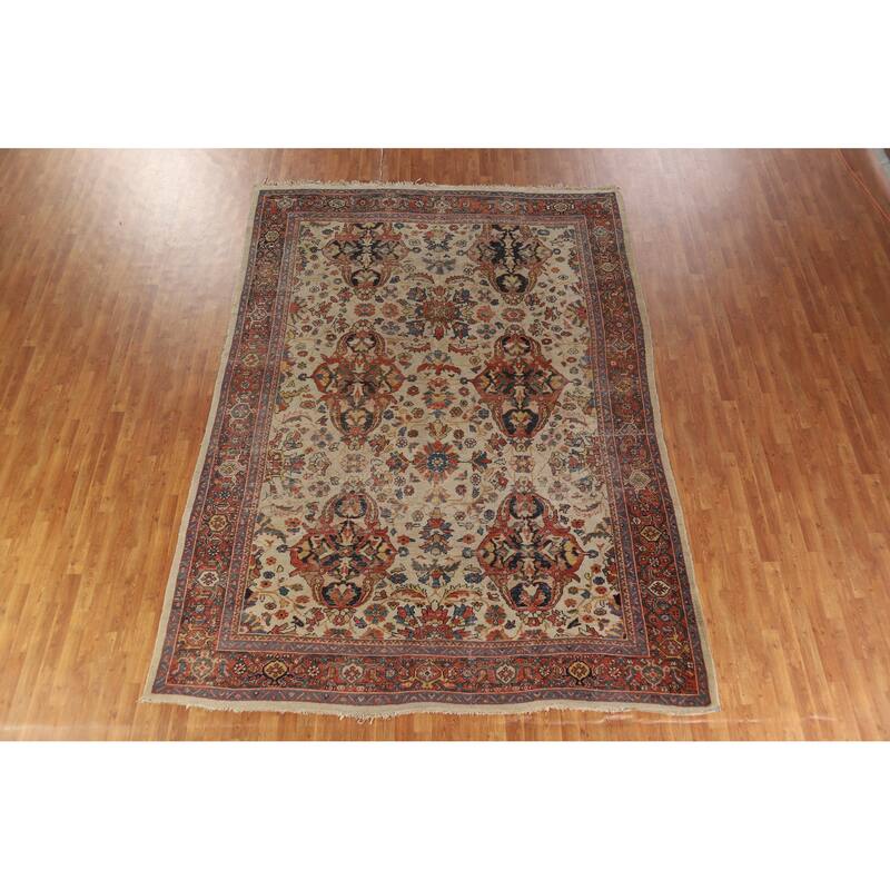 Hand Knotted Oriental 100% Wool Carpet Traditional Floral Beige & Ivories Sultanabad Area Rug - 11' 10'' X 8' 8''