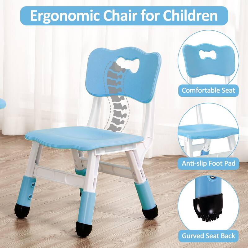Kids Table and 4Chairs Set-Height Adjustable Desk