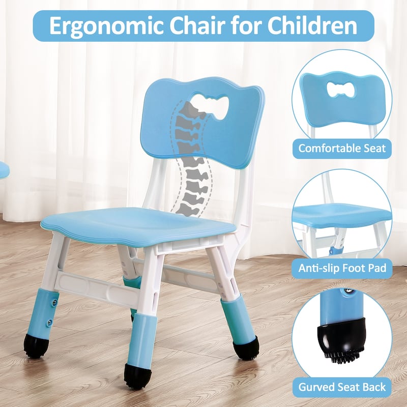 Kids Table and Chairs Set Height Adjustable Desk with 4 Seats