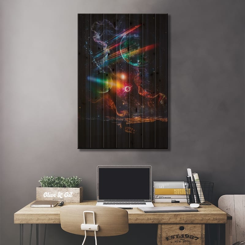 The Cosmic Ballet Of The Universe Print On Wood by GEN Z - Multi-Color