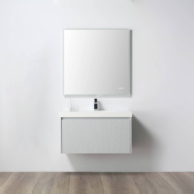 Floating Bathroom Vanity with Sink, Wall Mounted Vanity - 36" - PashmGrey