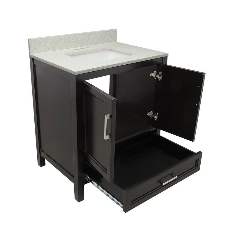 Nevado 37" Bathroom Vanity with Cultured Marble Vanity Top Sink in White with White Basin