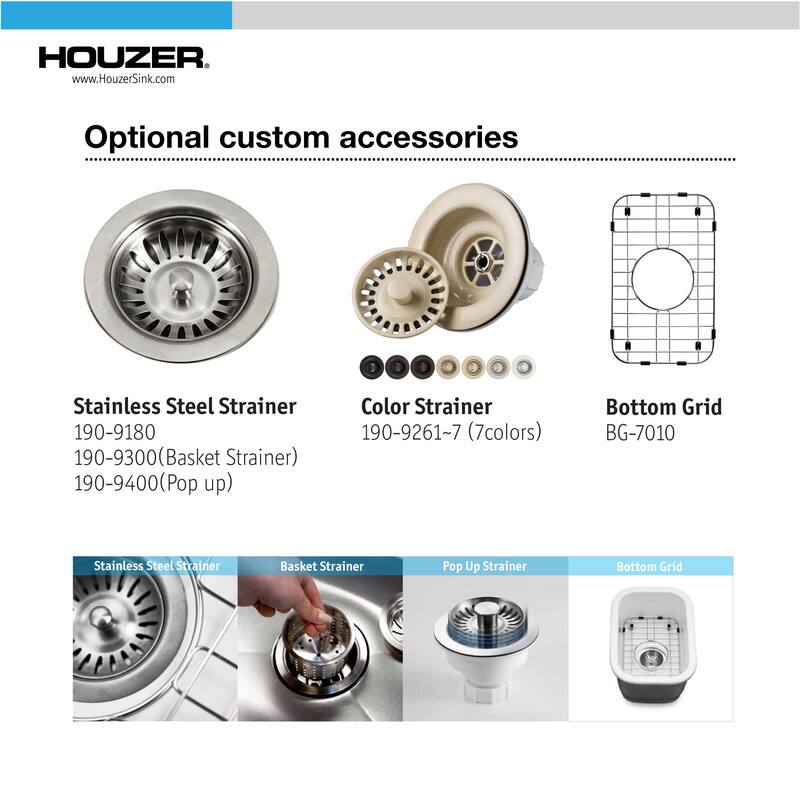 Houzer PTB-1318-C Platus 12-3/16" Undermount Single Basin Fireclay Bar