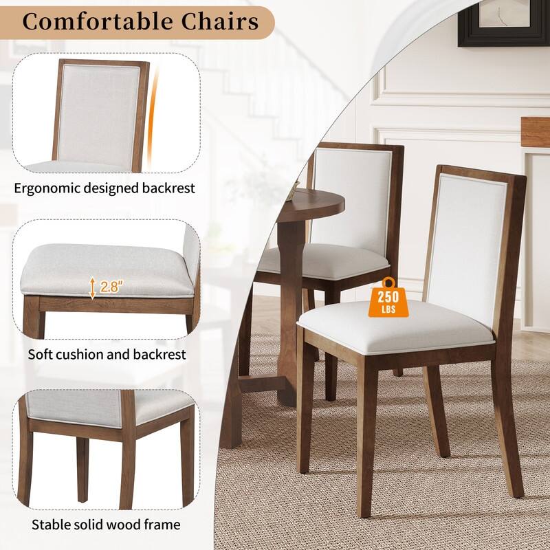 5-Piece Extendable Dining Table Set for 4, Round Dining Table for 4 with Upholstered Chairs,Removable Leaf