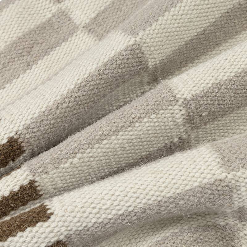 Handmade Striped Throw Pillow - 24" - Brown and Cream