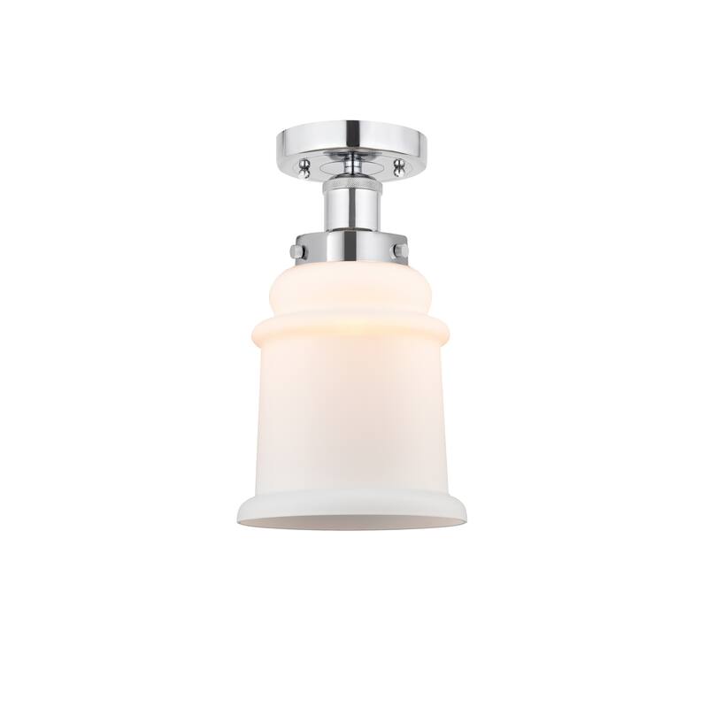 Innovations Lighting Edison Canton - 1 Light 6" Semi-Flush Mount - Polished Chrome/Matte White