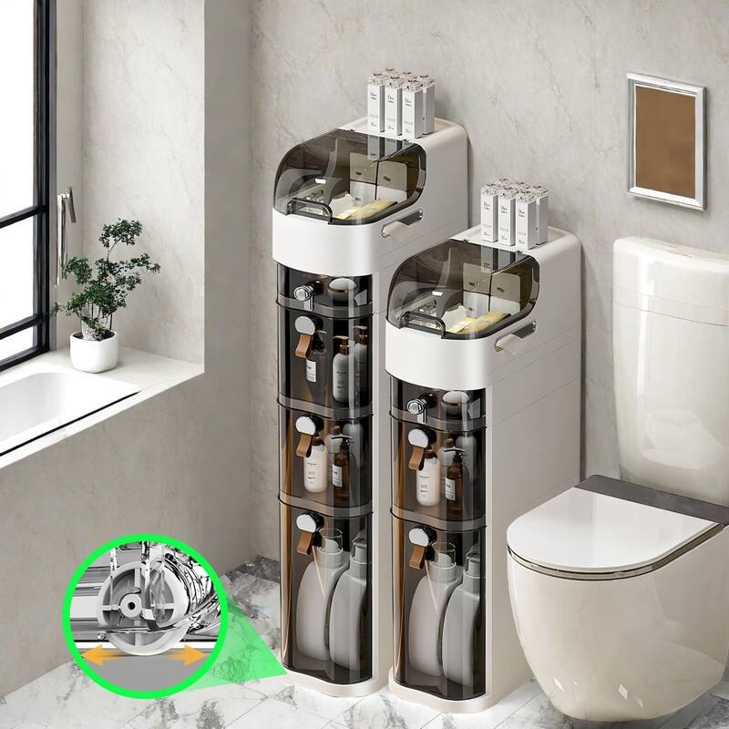 Waterproof Narrow Storage Cabinet with Drawers for Small Spaces - 4 Drawers