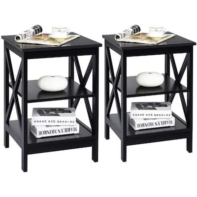 Nightstand 3-Tier X-Design with Storage Shelves