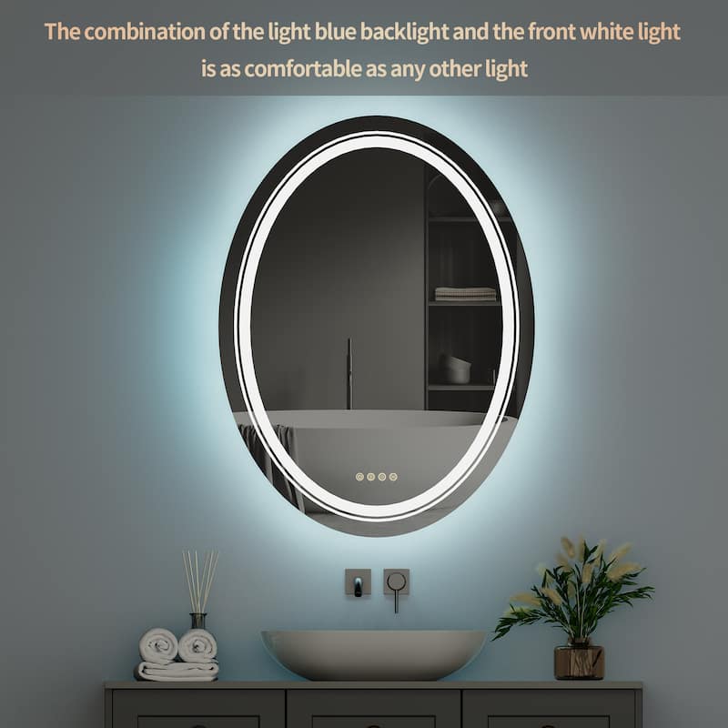 Oval RGB Lighting Wall Mirrors for Bathroom Vanity Mirror - 32" x 24"
