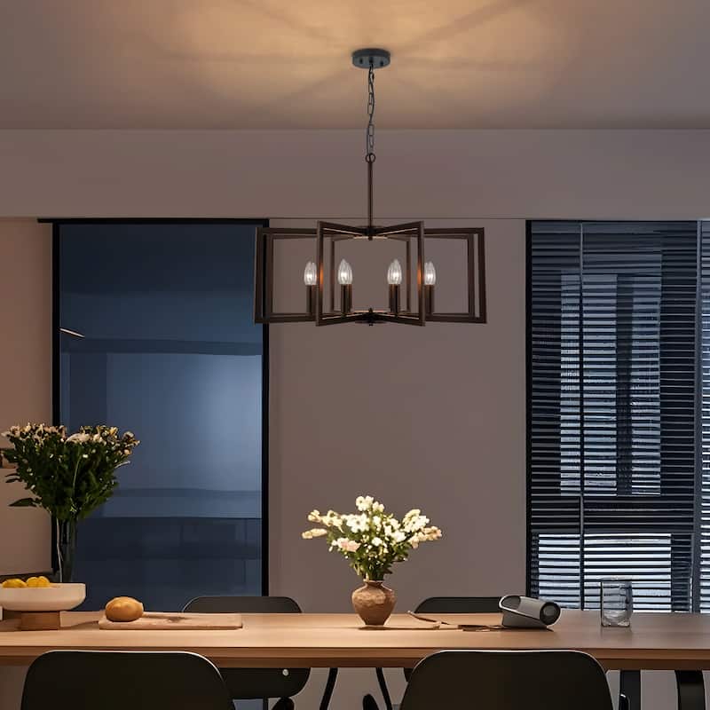 Starsky 6-Light 21in. Modern Farmhouse Unique Ceiling Lights Geometric Lantern Chandelier