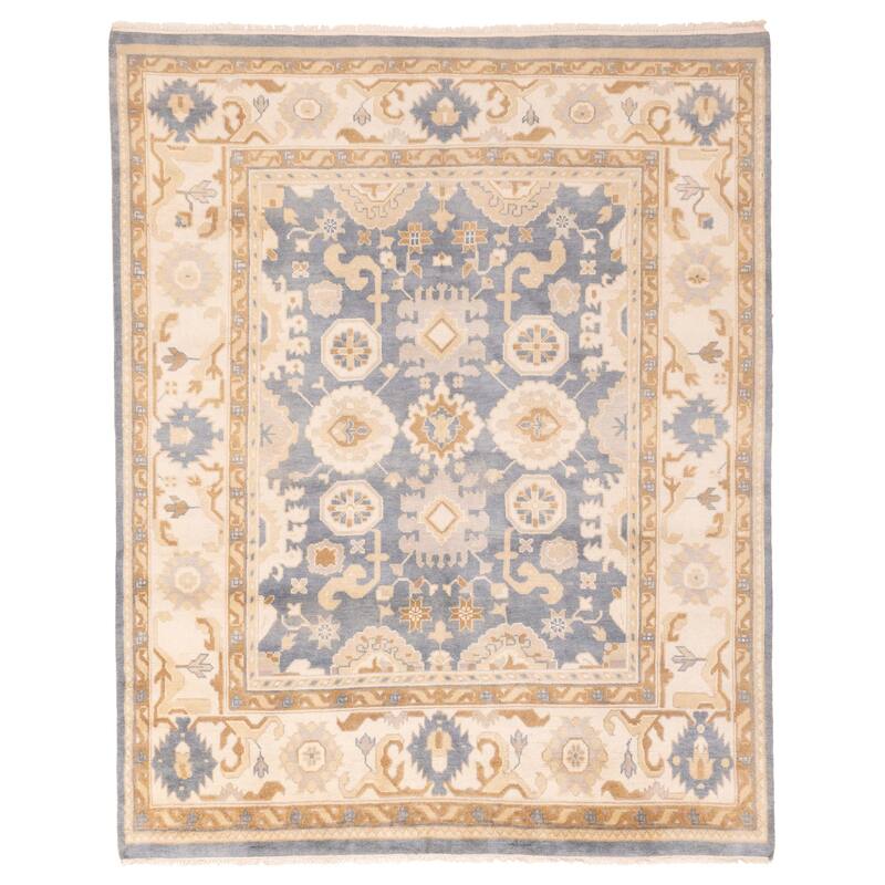 ECARPETGALLERY Hand-knotted Royal Oushak Light Denim Blue Wool Rug - 8'1 x 9'11