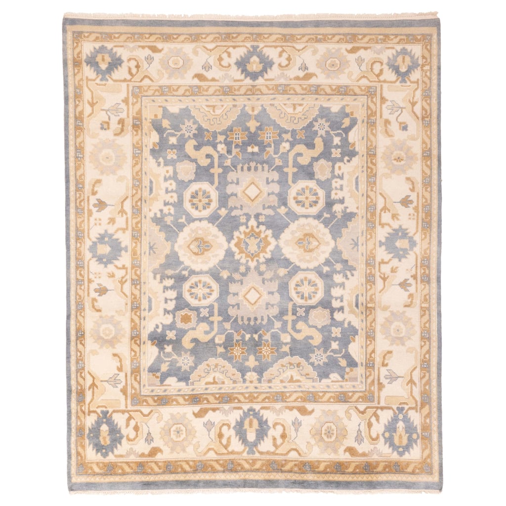 ECARPETGALLERY Hand-knotted Royal Oushak Light Denim Blue Wool Rug - 8'1 x 9'11