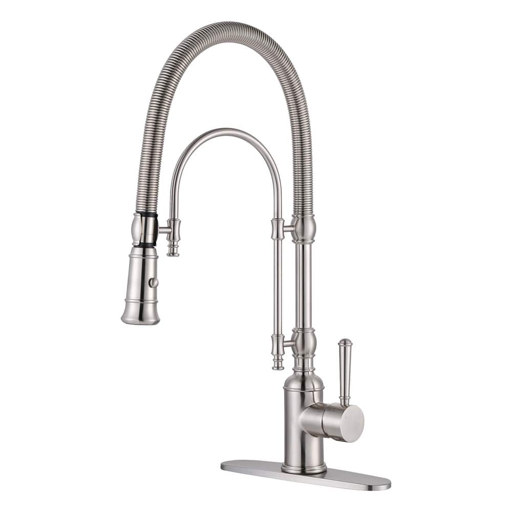 WOWOW Single Handle Gooseneck Pull Down Sprayer Kitchen Faucet
