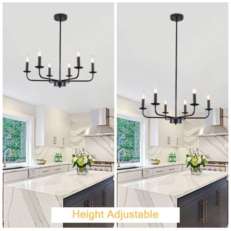 24.01 in. Modern Farmhouse Chandelier , 6-Light French Country Chandelier for Dining Room Living Room Bedroom Kitchen