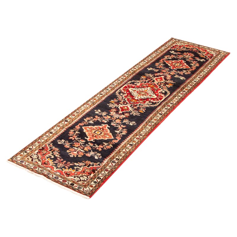 ECARPETGALLERY Hand-knotted Anadol Dark Navy Wool Rug - 2' 8" x 9' 11"