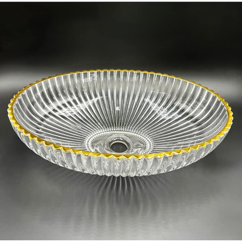 Lucine Oval Glass Crystal Bathroom Vessel Sink Basin - 21"
