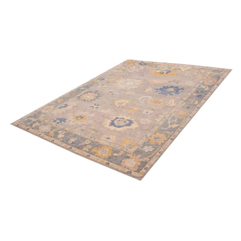 ECARPETGALLERY Hand-knotted Modern Oushak Light Grey Wool Rug - 10' 1" x 13' 9"