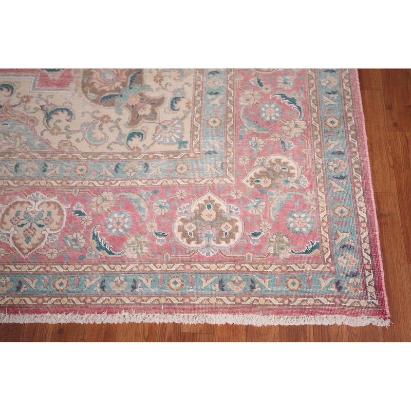 Tabriz Persian Vintage Area Rug Handmade Oriental Wool Carpet - 9'7"x 12'7"