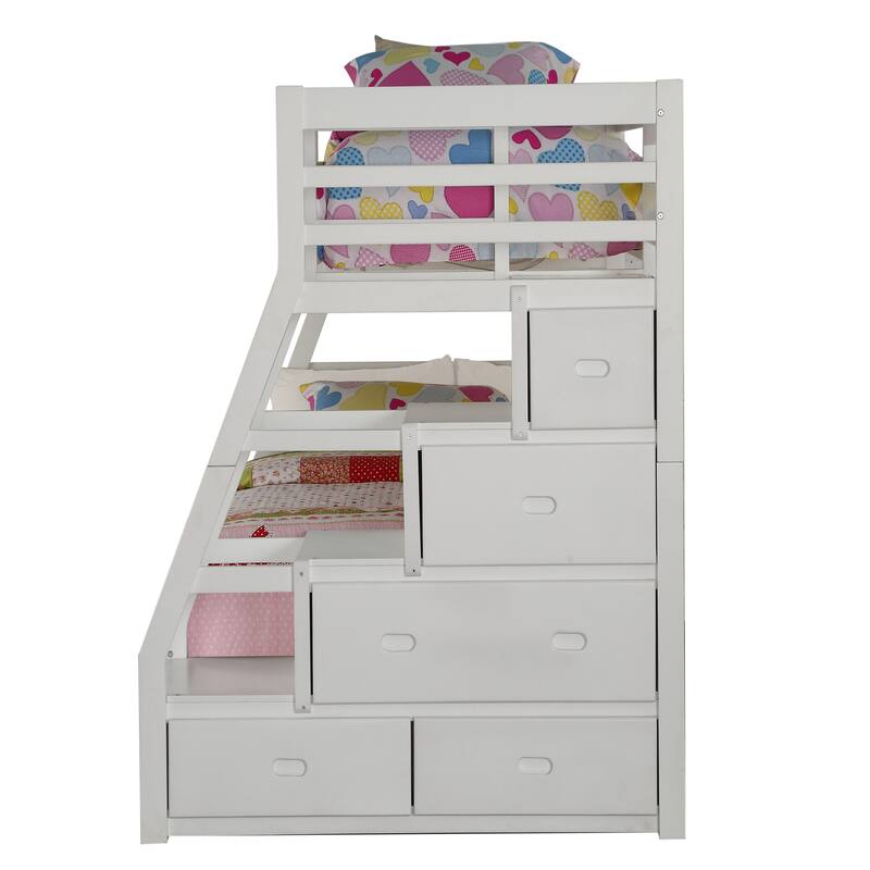 Farley Twin Over Full Bunk Bed with Storage Ladder and Trundle