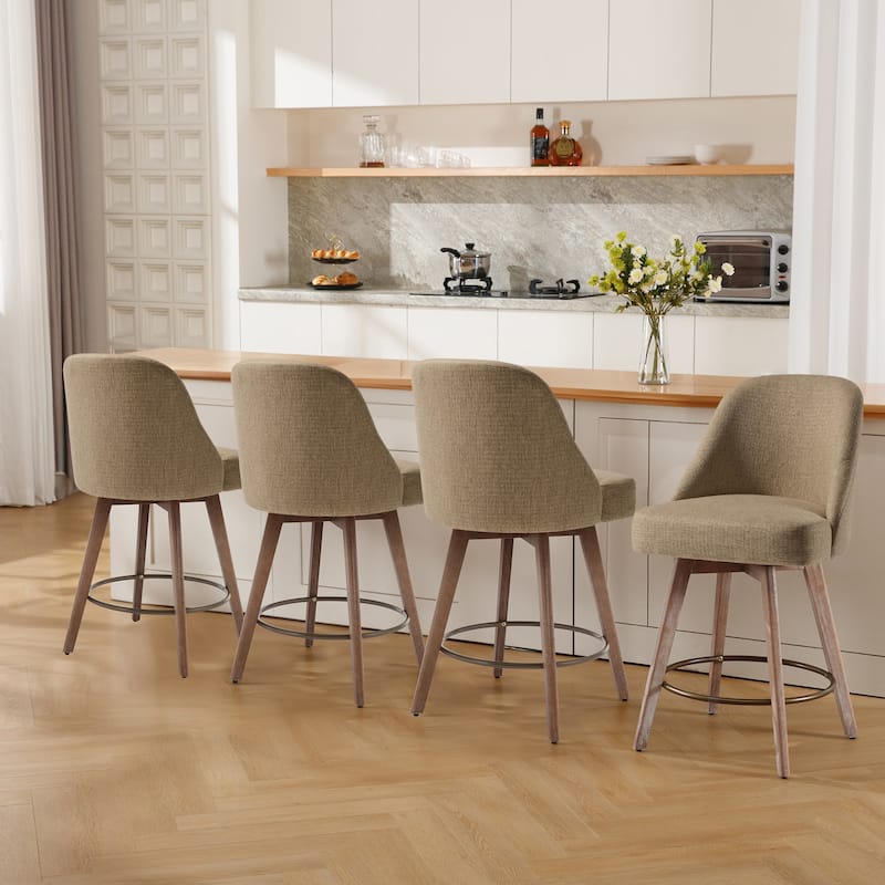 26" Counter Height Swivel Bar Stool, Upholstered Counter Stools - 39.37" (H) x 22.44" (D) x 21.65" (W)