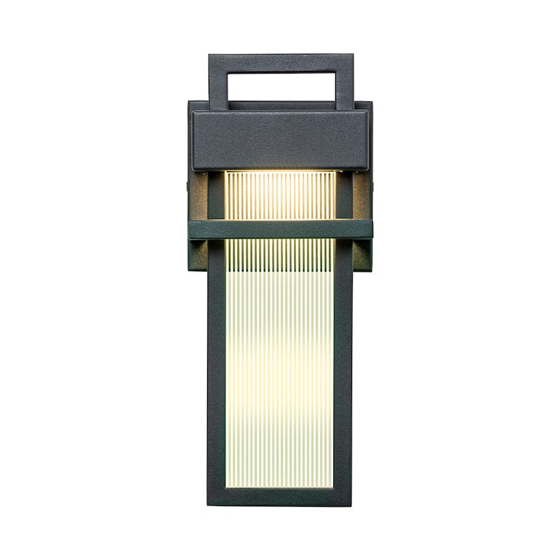12 in. Modern Black Acrylic Outdoor Indoor Wall Light Waterproof IP54 Lantern Wall Sconce - 4.7 in. W x 12.2 in. H