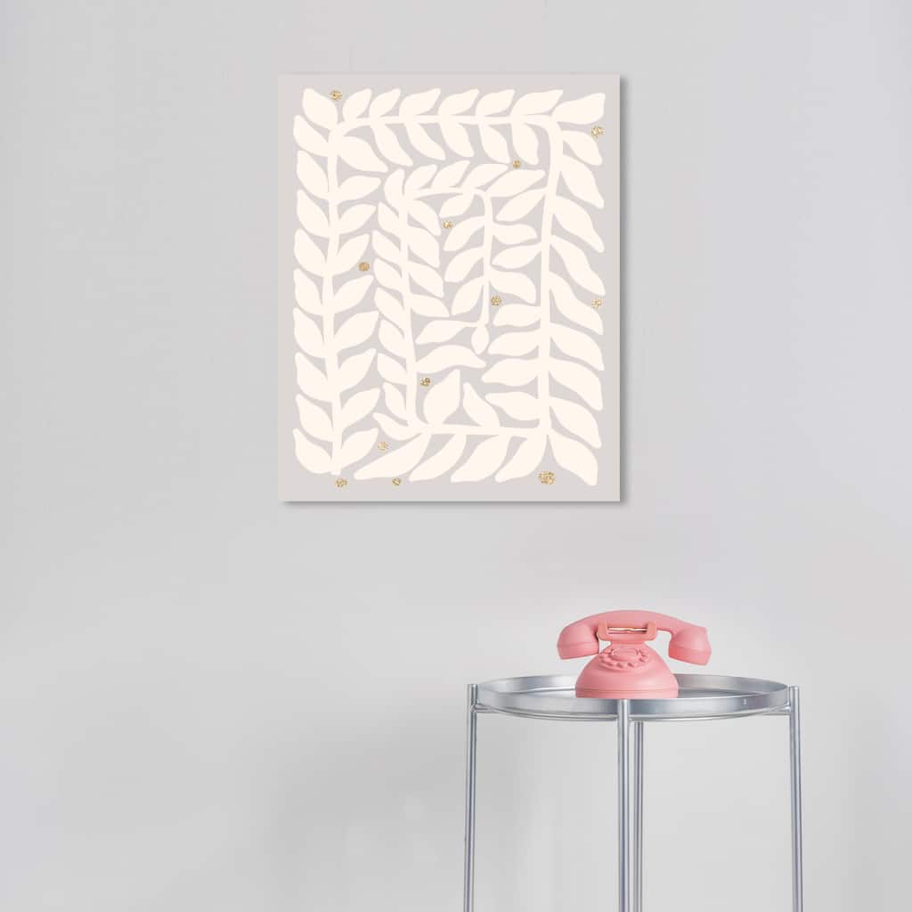 Wynwood Studio Canvas Floral and Botanical Glam Holiday Fern Gray Glam Wall Art Canvas Print