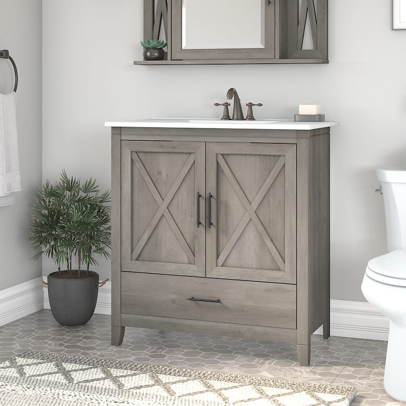 Key West 32W Bathroom Vanity with Sink by Bush Furniture - Driftwood Gray