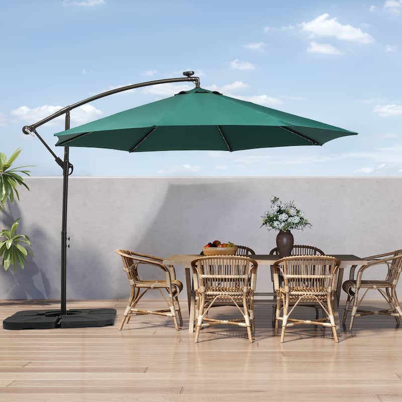 Lucent 10' Cantilever Patio Umbrella with Solar LED Lights
