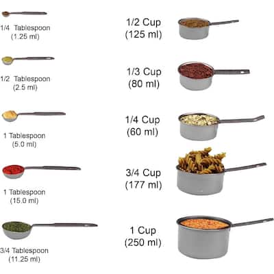 YBM Home 5-Piece Stainless Steel Stackable Measuring Cups