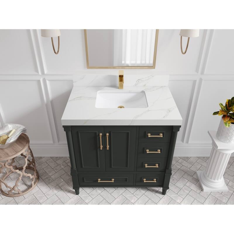 Willow Collections 36 in. W x 22 in. D Aberdeen Center Sink Left Bathroom Vanity with Countertop