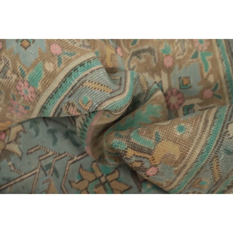 Hand Knotted Oriental 100% Wool Carpet Traditional Floral Greys & Charcoal Tabriz Area Rug - 12' 5'' X 9' 7''