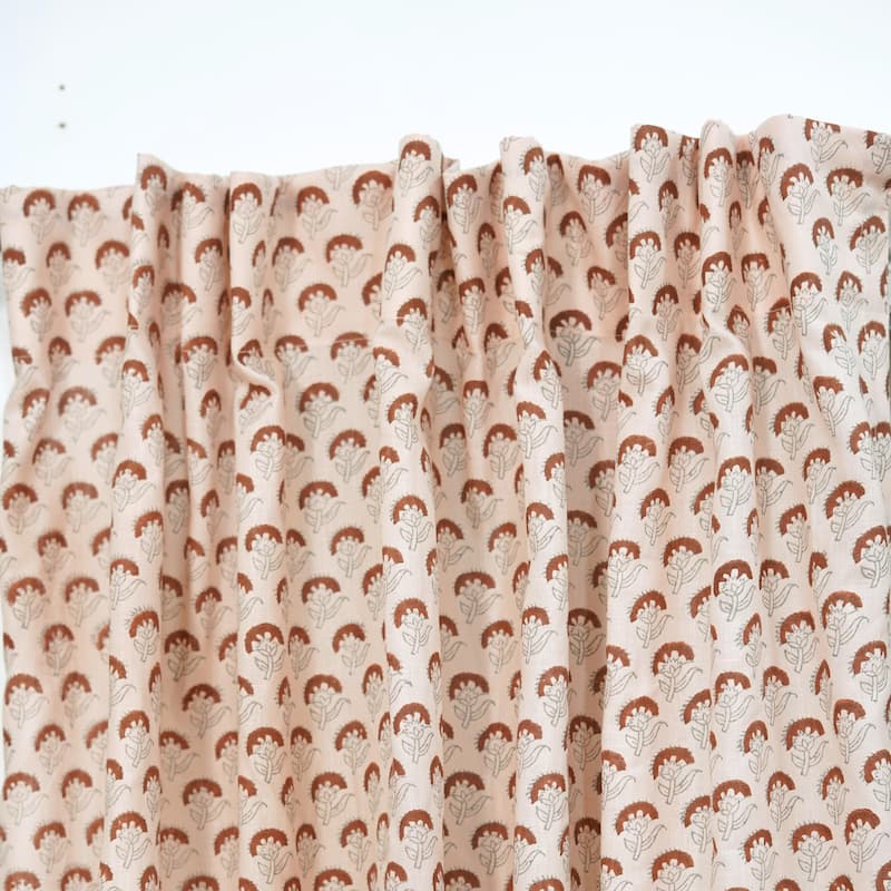 Fabdivine Block Print Curtain or Drape Decorative Home Accent Bed or Living Room