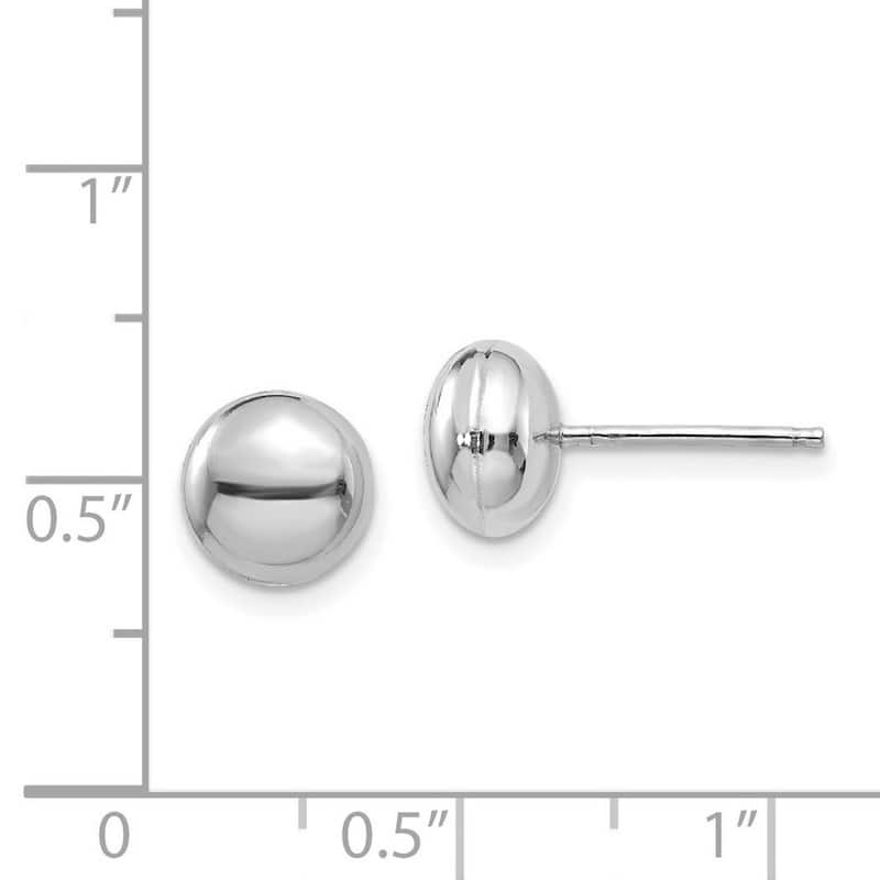 Curata 14k White Gold Polished 8mm Button Post Earrings